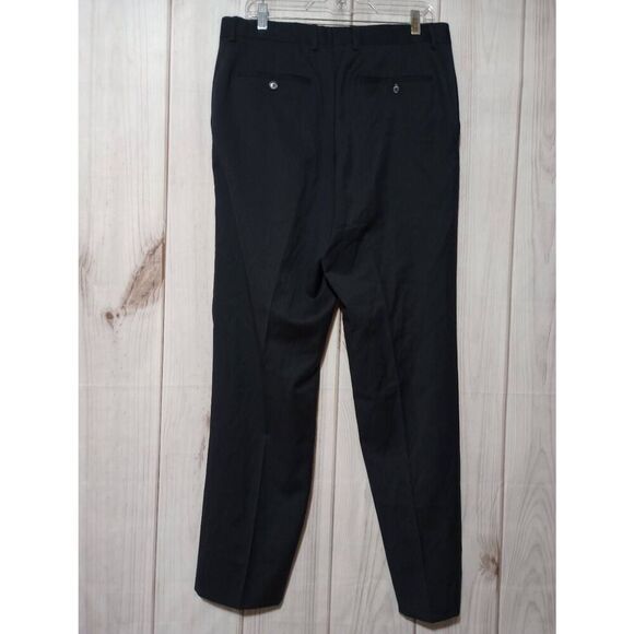 Boss Hugo Boss Pants Men's 42 Long Navy 100% Wool Pleated Light Weight - Picture 2 of 8